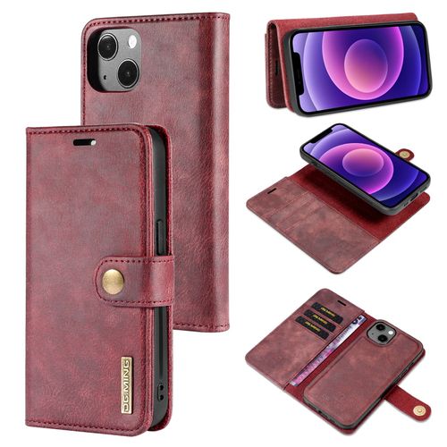 Coque Iphone 13,Etui Iphone 13, Etui Housse De Protection Magnétique À Deux Volets Iphone 13, Portefeuille Etui En Cuir Pu Premiumportefeuille Housse Pour Iphone 13,Rouge