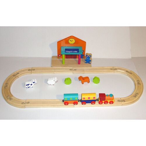 Circuit De Train En Bois Tilapin Mon Premier Train De 22 Pieces Encastrables