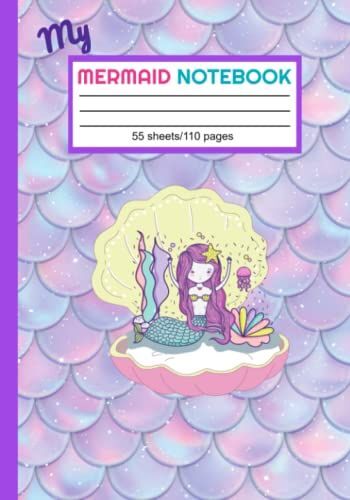 Super Cute!! My Mermaid Notebook: For Kids, 7x10, Wide Ruled, 110 Pages