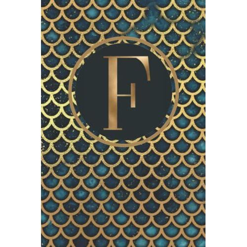 ÂFâ Monogramed Mermaid Themed Journal - 100 Pages, 9x6 Inches, Lined, Paperback, Notebook, Diary