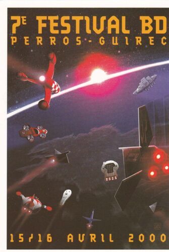 Carte Postale Bajram Denis Festival Bd Perros Guirec 2000 (Fusée Tintin. Uw1...)