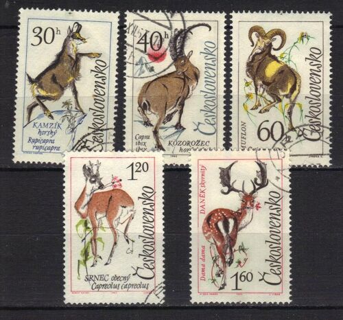 Tchecoslovaquie 1963 : Faune : Gibier : Chamois / Bouquetin / Mouflon / Chevreuil / Daim - Série De 5 Timbres Oblitérés