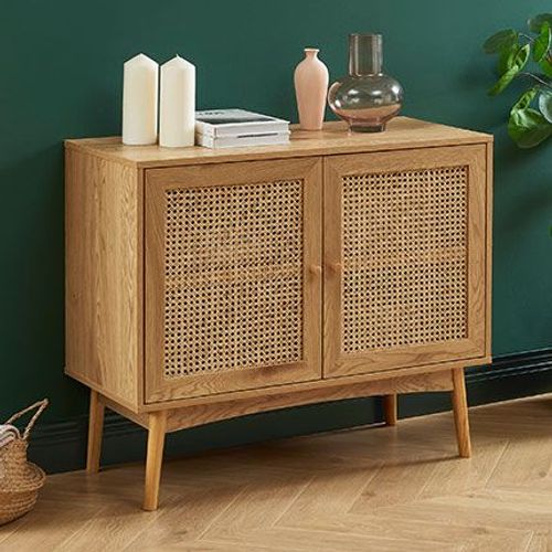 Buffet 2 Portes 90x40x75 Cm Avec Cannage Naturel - Lounea