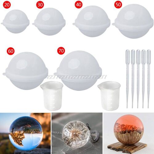Moule En Résine Sphère En Silicone, Forme Ronde, Moules En Résine Époxy En Boule Pour Résine, Bijoux, Bougies, Savon, Bricolage, 1 Ensemble, S18 19