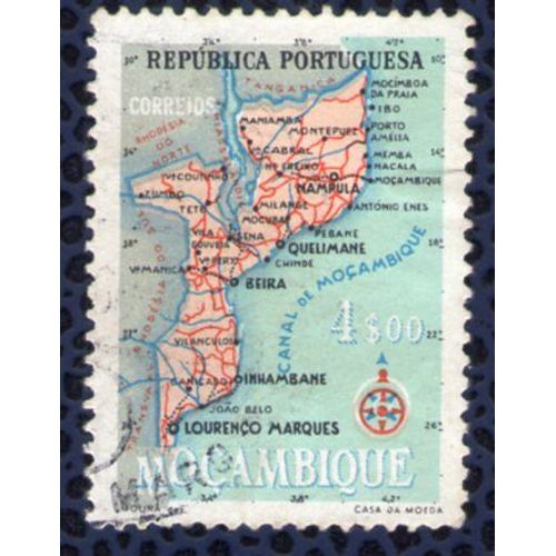 Mozambique 1954 Oblitéré Used Carte Géographique Mappe 4 Escudos