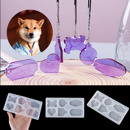 Étiquettes Suspendues En Os De Chien, Moule Transparent En Résine Époxy, Cristal, Silicone, Porte-Clés, Diy, Pendentif, Outil De Fabrication De Bijoux