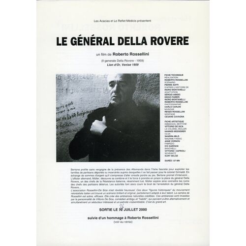 Le Général Della Rovere, Synopsis, Roberto Rossellini, Vittorio De Sica, Sandra Milo, Anne Vernon