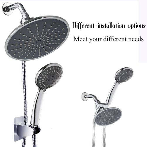 Pommeau de douche à haute pression, 5 Modes de pluie, inverseur d'eau à 3 voies, ensemble de tuyaux en acier inoxydable, pomme de douche à main Combo