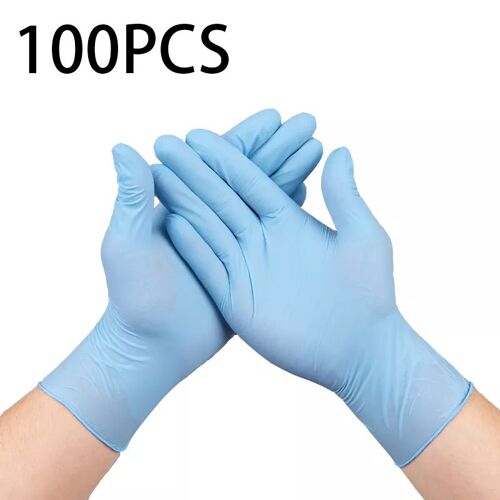 Gants de ménage jetables en Nitrile, lot de 100, sans Latex bleu, étanches, en vinyle, pour la cuisine, le jardinage, les soins des animaux domestiques et les réparations automobiles