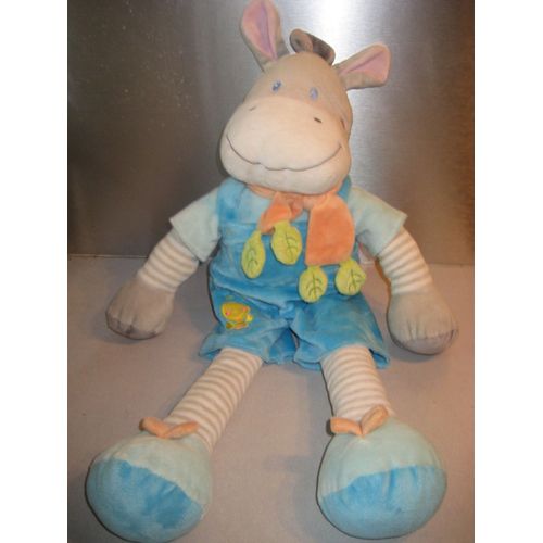 Doudou Peluche Âne Poney Cheval Bleu Nicotoy 54 Cm