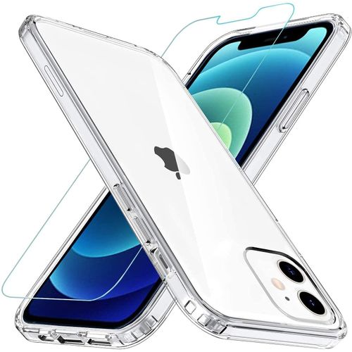 Coque iPhone 13 Mini Transparente Gel Silicone Cover Film De Protection En Verre Trempé Pour iPhone 13 Mini