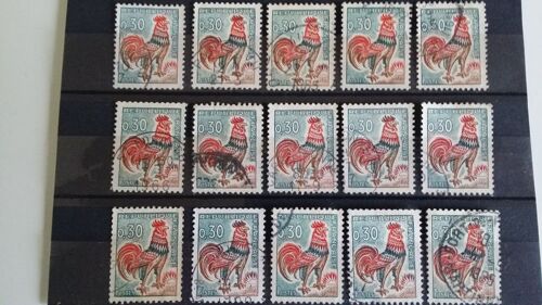 Lot De 15 Timbres Oblitérés France Type Coq Bonne Cote