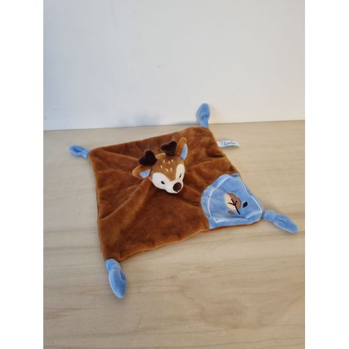 Doudou Biche Cerf Marron Bleu Toodo