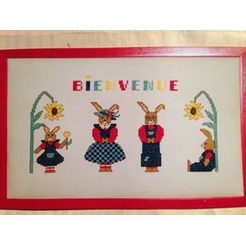 Grille De Point De Croix "Bienvenue Lapins"
