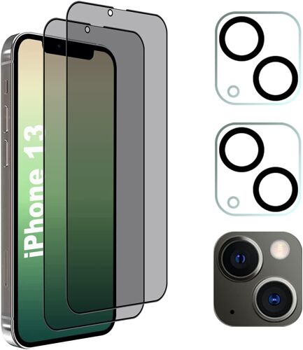 2 Pièces Verre Trempé Anti-Espion Iphone 13 2 Pièces Caméra Lens Verre Trempé 9h Dureté Privacy Protecteur D'écran De Confidentialité Pour Iphone 13