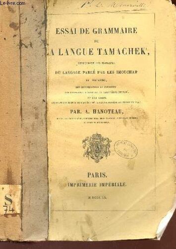 Esai De Grammaire De La Langue Tamachek -