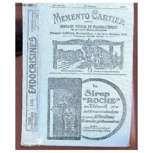 Memento Cartier - Annuaire Medical Et Pharmaceutique  De La Cote Mediterraneenne - 4e Annee - 1924.