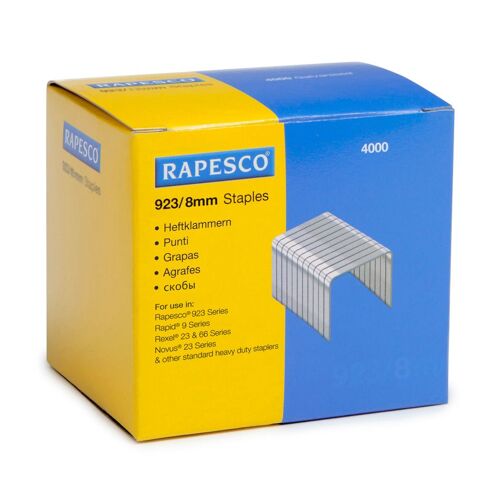 Rapesco Lot De 4 Boites De 1000 Agrafes Galvanisées 923/8mm Type 23