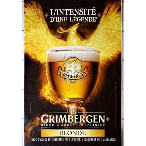 Affiche Publicitaire Pliée " Grimbergen Blonde " : Grand Format 120x175 Cm