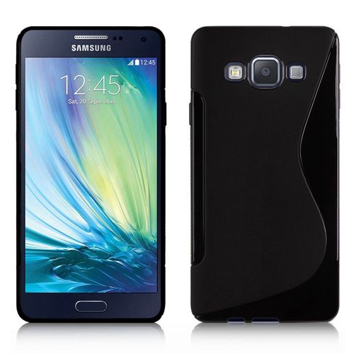 Coque Silicone Pour Samsung Galaxy A7 5.5" Gel Motif S Au Dos - Noir