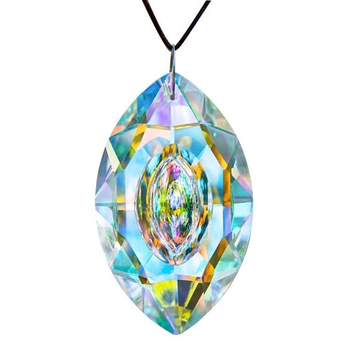 Lustre Suspendu En Forme D'oeil De Cheval, Couleur Ab, Cristal, Prismes Bricolage Accessoires D'éclairage, Décoration De Maison, 76mm