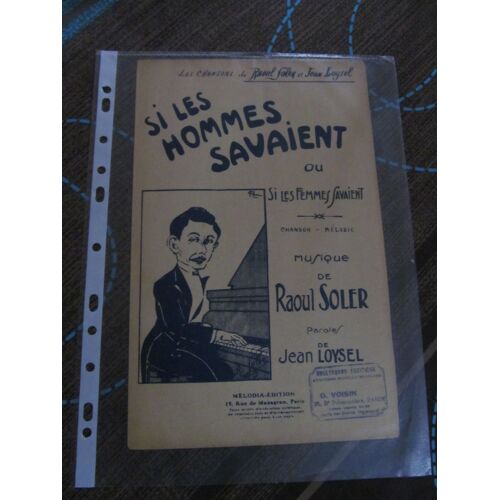 Si Les Hommes Savaient Ou Si Les Femmes Savaient (Chanson Mélodie)