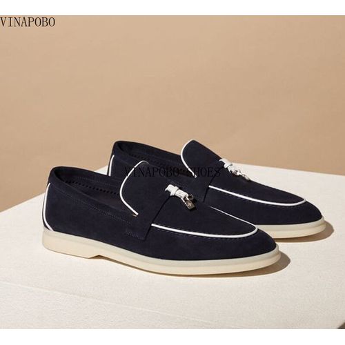 Chaussures Chaussures De Marche D'été En Daim Pour Femmeschaussures Platesserrure En Métalmocassins Paresseuxsemelle Soupleà Enfilermocassin Décontractéchaussures Bonnetcuir Véritable