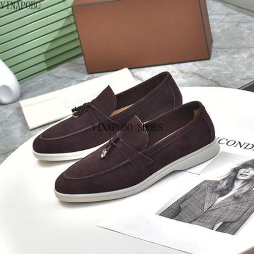 Chaussures Chaussures De Marche D'été En Daim Pour Femmeschaussures Platesserrure En Métalmocassins Paresseuxsemelle Soupleà Enfilermocassin Décontractéchaussures Bonnetcuir Véritable