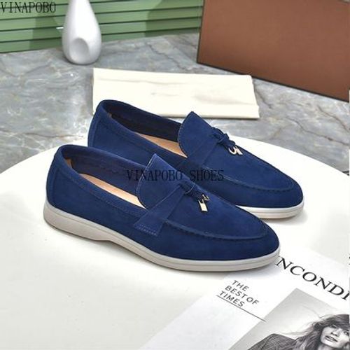 Chaussures Chaussures De Marche D'été En Daim Pour Femmeschaussures Platesserrure En Métalmocassins Paresseuxsemelle Soupleà Enfilermocassin Décontractéchaussures Bonnetcuir Véritable