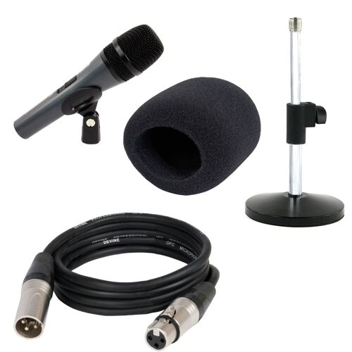 Sennheiser e 845s avec support de table, câble et bonnette anti-vent