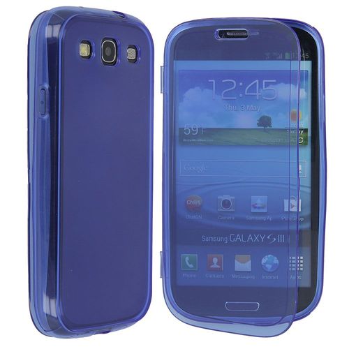Etui Gel Rabat Et Tactile Pour Samsung Galaxy S3 Coloris Bleu Transparent