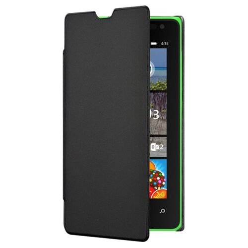 Etui rabat latéral folio noir pour Microsoft Lumia 435 et Lumia 532