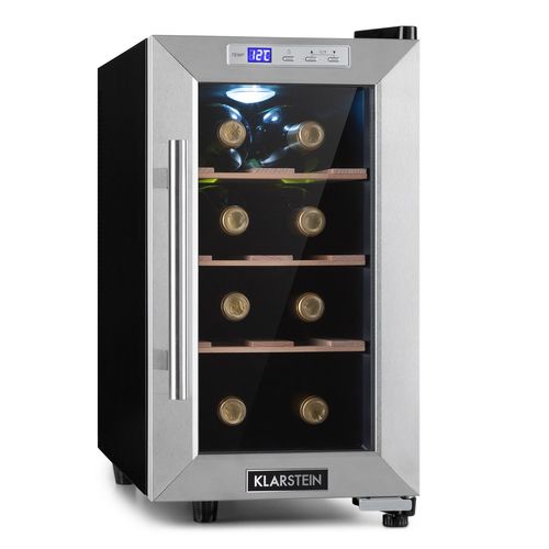 Cave À Vins - Klarstein Reserva 8 Uno - 23 Litres / 8 Bouteilles - Porte Verre & Cadre Inox