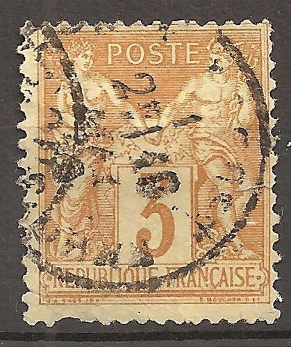 86 (1877) Sage Type Ii 3c Bistre Sur Jaune Second Choix Oblitéré (Côte 50e) (0981)