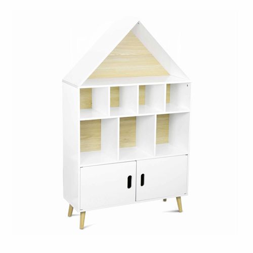 Etagère Bibliothèque Maison Pour Enfant - Tobias- Bois Massif En Pin Naturel Blanc - 3 Niveaux 8