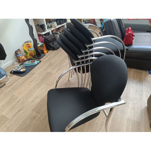 6 Chaises De Bureau Ou Table A Manger En Tissu Et Metal