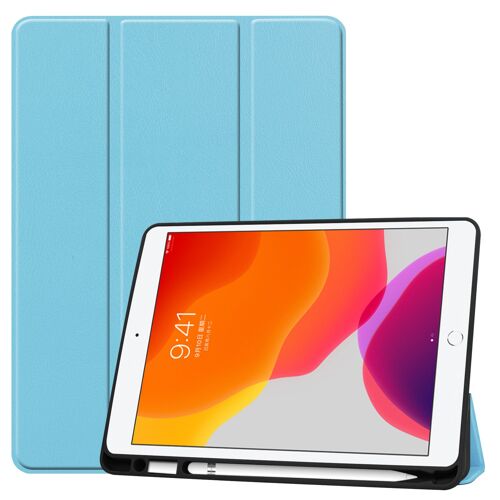 Coque De Protection Pour Ipad 10.2, Etui Ipad 10.2 De Protection Pour Tablette À Rabat Horizontal, Avec Support À Trois Volets Et Fonction D'hibernation,Bleu Ciel