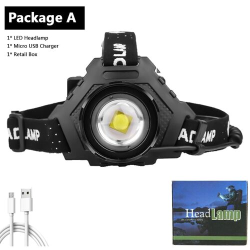 Xhp100 - Lampe Frontale À Led, Avec Batterie D'alimentation 7800mah, Lampe Torche, 3 Pièces, Batterie Rechargeable Usb 18650, Zoomable