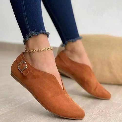 Chaussures Mocassins En Daim Doux Et Pointus Pour Femmechaussures Décontractées Enfilernouvelle Modeété