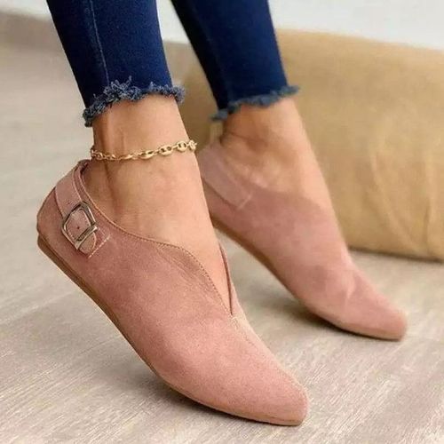 Chaussures Mocassins En Daim Doux Et Pointus Pour Femmechaussures Décontractées Enfilernouvelle Modeété
