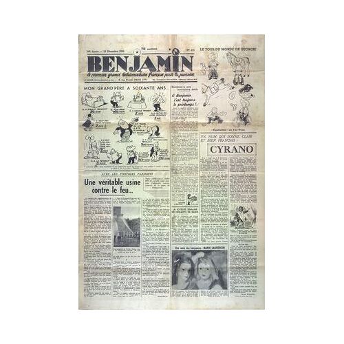 Benjamin N° 475 Du 15/12/1938 - Le Tour Du Monde De Georgie - Far-West - Mon Grand'pere A 60 Ans - Avec Les Pompiers Parisiens - Marie Laurencin