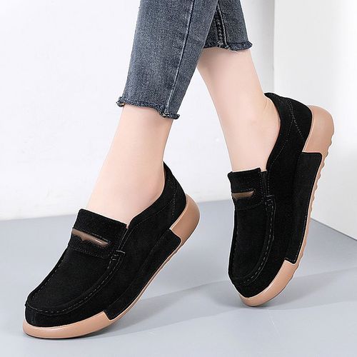 Chaussures Mocassins Plateforme En Daim Pour Femmesbaskets Plates Enfilerchaussures Décontractéesmocassins De Tennis Pour Damesprintemps