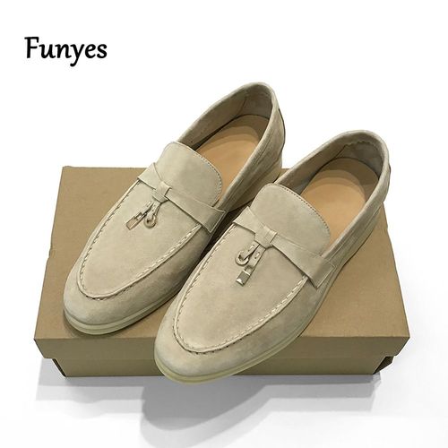 Funyes Chaussures Plates Pour Femme Chaussure Mocassin Femme,Mocassins En Daim À Bout Rond Pour Femmes,En Cuir Véritable De Bonne Qualité,Décontractés,De Luxe,Taille 42
