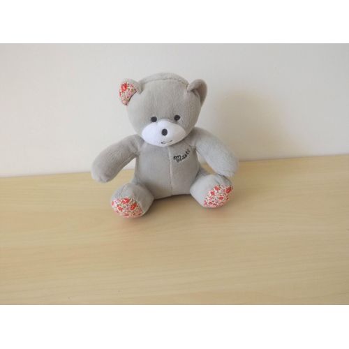 Doudou Ours Musti Gris Fleuris Mustela