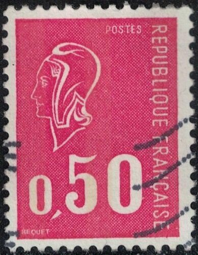 France 1971 Oblitéré Used Marianne De Béquet 0f50 Rouge Y&t 1664 Su