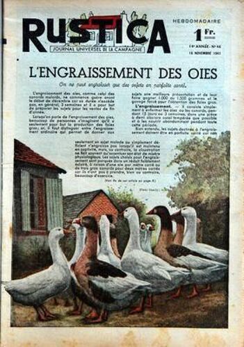 Rustica N° 46 Du 16/11/1941 - L'engraissement Des Oies - Houx  -   Sequoia Et Genevrier