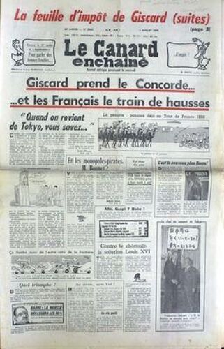 Canard Enchaine (Le) N° 3062 Du 04/07/1979 - La Feuille D'impot De Giscard - Concorde - Tokyo - Moisan - J. Lap - Chomage.