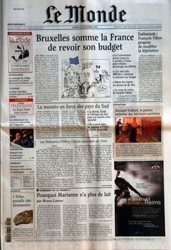 Monde (Le) N° 18248 Du 27/09/2003 - Supplement Styles   - Le Monde La Mode   - La Mode En Capitales   - Femmes Hivers 2003 - Delinquance   - Un Principal De College Assassine A La Ciotat (Bouches-Du-Rhone)  Tourisme   - Le Salon Top Resa S'ouvre D...