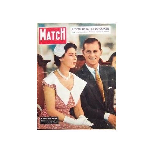 Paris Match N° 411 Du 20/02/1957 - Les Volontaires Du Cancer Le Rendez Vous Du Tage Elizabeth Et Philipp Elizabeth Ii Et Philip D'edimbourgred Skelton : Sauvez Mon Fils Ibn Så¿Oud Ii Elizabeth Ii Au Portugal Un Monstre Sur Les Routes Alger : Bombe...