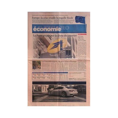 Figaro Economie (Le) N° 20188 Du 26/06/2009 - Europe   -   La Crise Reveille La Pagaille Fiscale La Poste Piegee Par La Chute Du Courrier Les Luxembourgeois, Les Plus Riches D'europe Les Trains Regionaux Seront Plus Chers Carl-Henric Svanberg , Un...